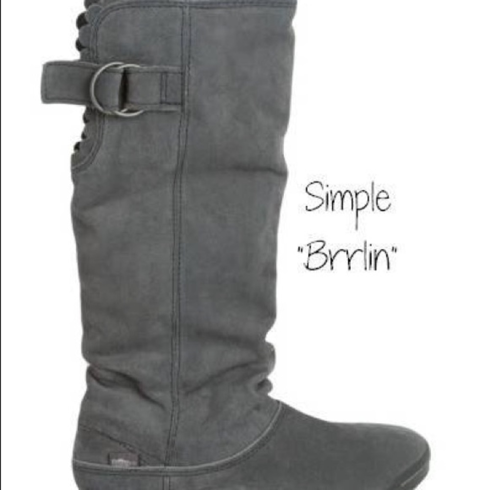 Simple Brrlin Gray Eco Suede Scrunch Boots VGUC